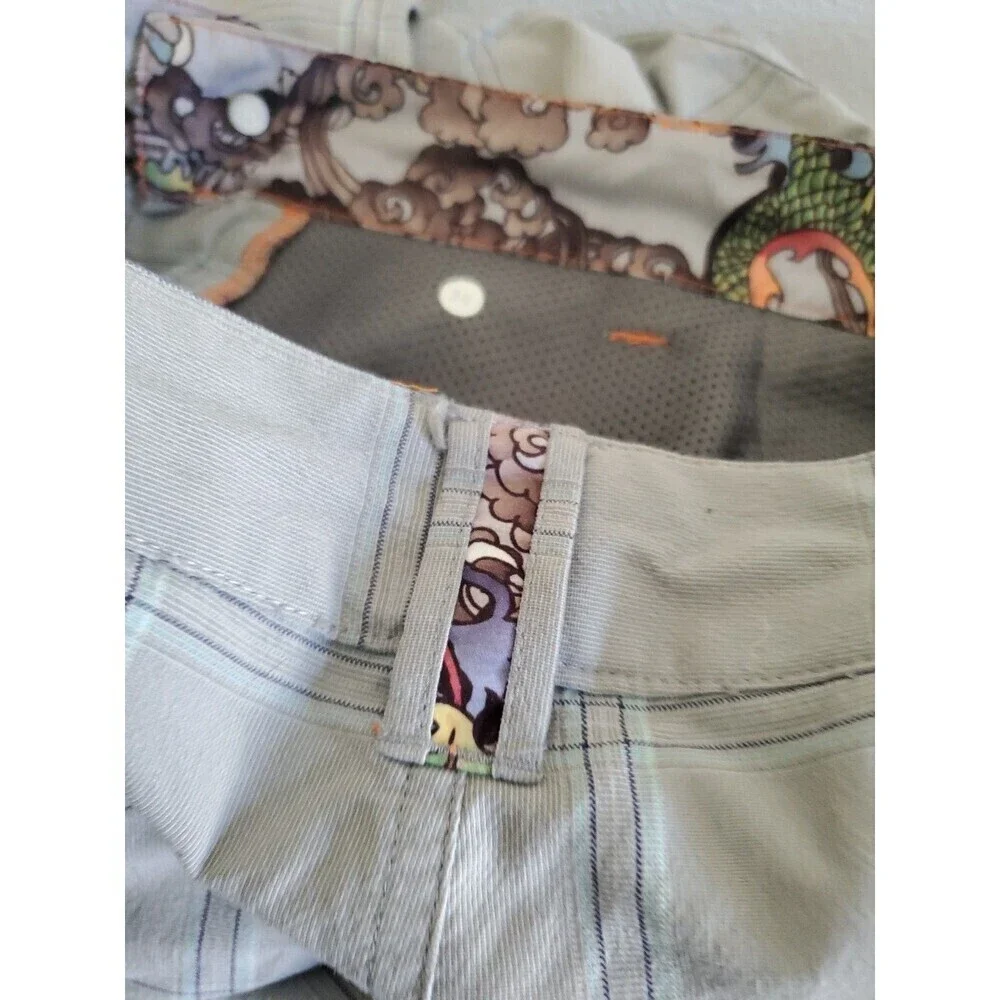 Lululemon Mens Golf Shorts Plaid Gray Asian Accent Size 30 Altered from 34 to 30